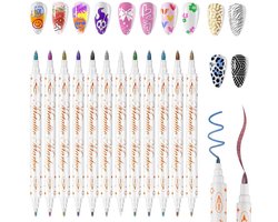 12 Kleuren Nail Pen Set – DIY Nagel Pen – 3D Nagellak Pen – Snel Droge Nagel Marker Pen – Voor DIY Nagel Design – Huis Nagel Tools