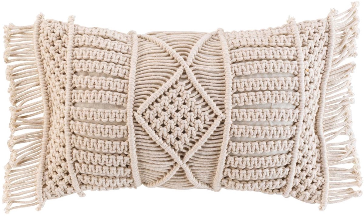 Verwijderbaar kussen met franjes en macramé