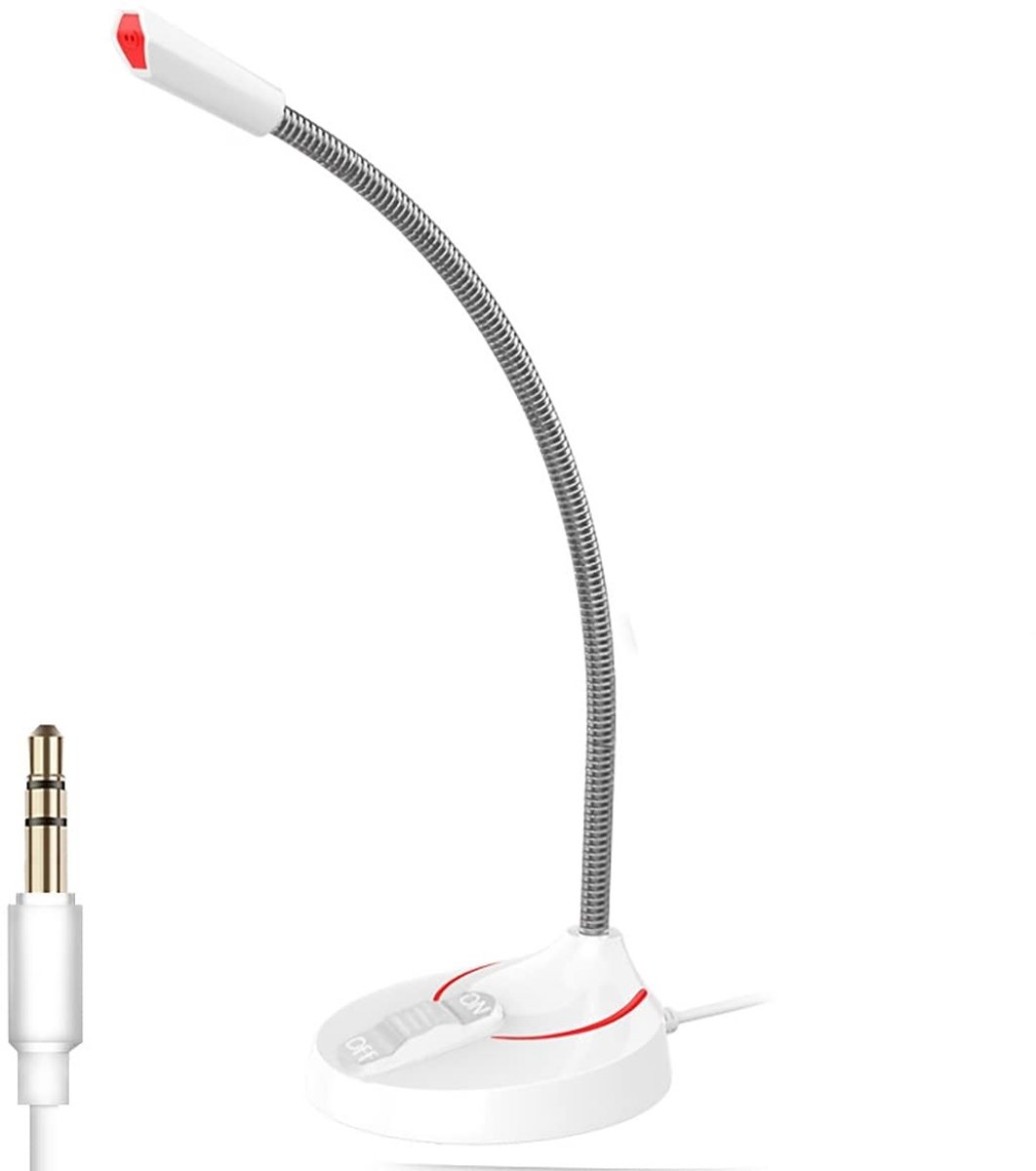 Dailygoody - Stereomicrofoon - USB-microfoon - Ideaal voor streamen - Wit - Voor chatten en opnemen - Geschikt voor pc en laptop