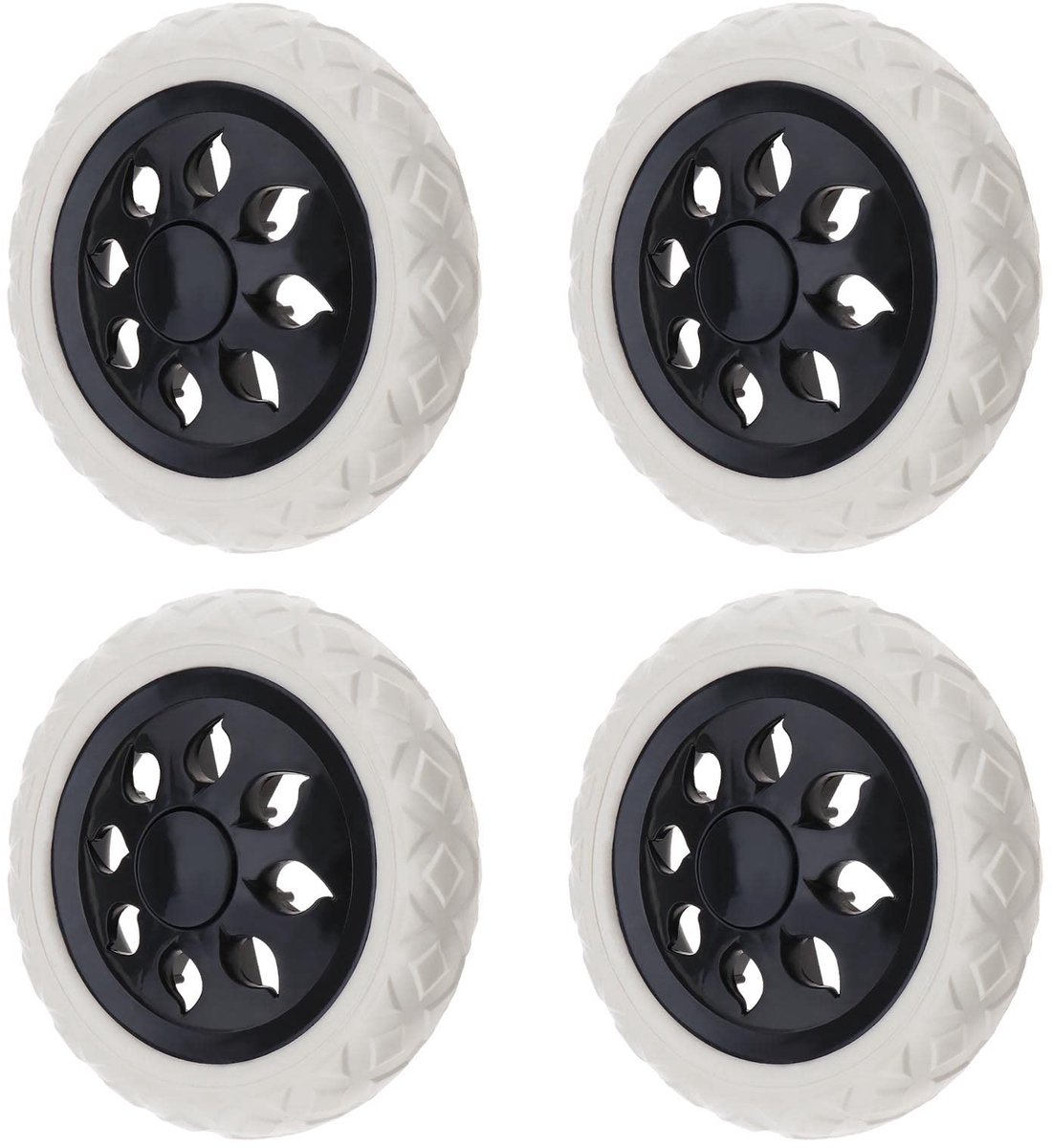 Dailygoody - Winkelwagenwielen - 165mm Schuimwielen - Maximaal 25kg per wiel - Zwart/Wit - Kunststof Kern - Geschikt voor Reisbagagewagen - 4 Stuks
