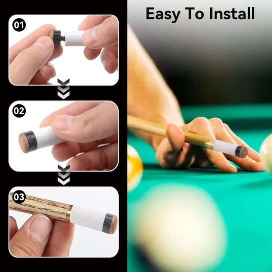 ONF3 - Biljart Cue Tips - Vervangende Pool Tips - 10 stuks - Kunststof en Leer - Perfect voor Biljartkeu - Diverse Grootte Opties van Merkloos — afbeelding 5