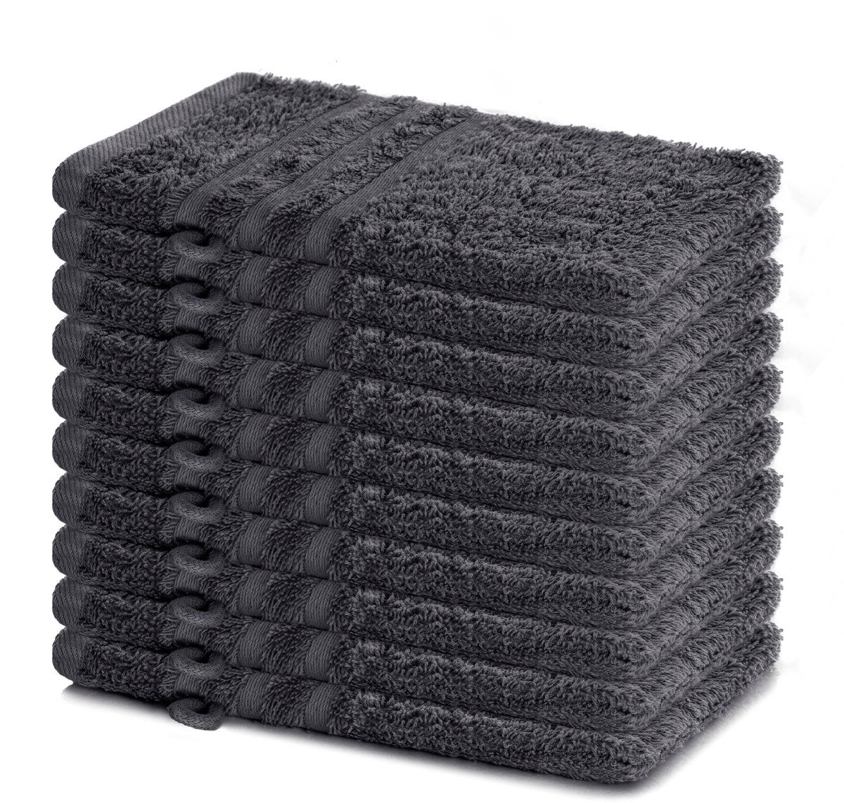 Lavea® Set van 10 washandjes 15x21 cm van 100% katoen badstof – Zacht & absorberend – Ideaal voor thuis, hotel, spa en baby – Antraciet