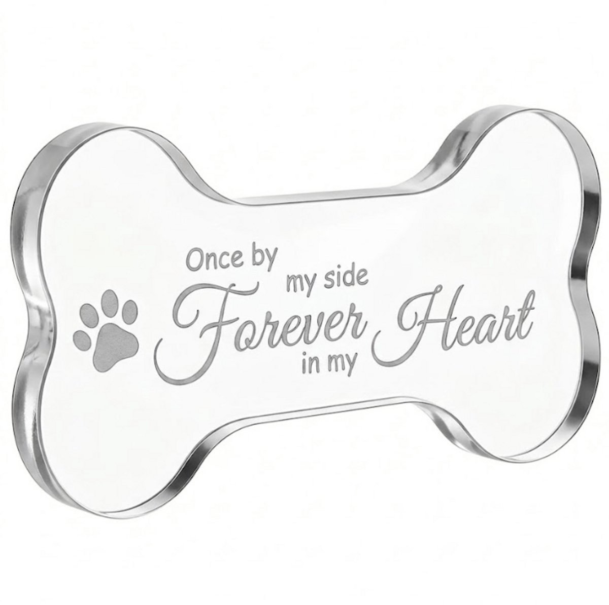 Transparant acryl gedenkbeeld huisdier herdenkings decoratie botvorm met tekst voor hond of kat herinnering en memorial display