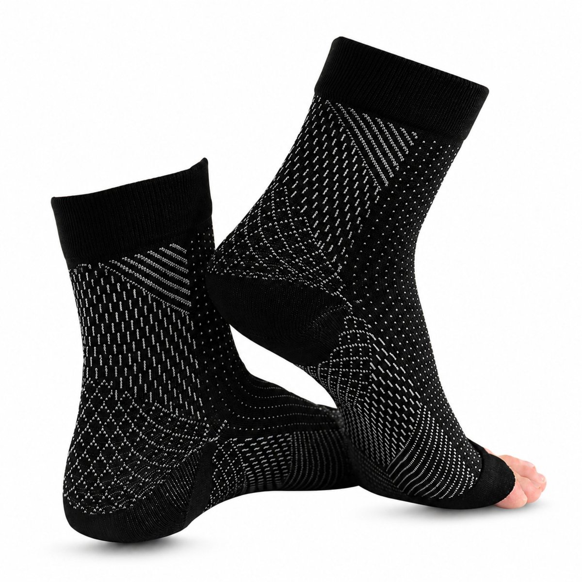 KANGKA Enkelsteun Sokken maat - L/XL - Enkelbrace voor Plantar Fasciitis - Enkel Bandage - Voet brace - Enkelondersteuning - Unisex - Zwart