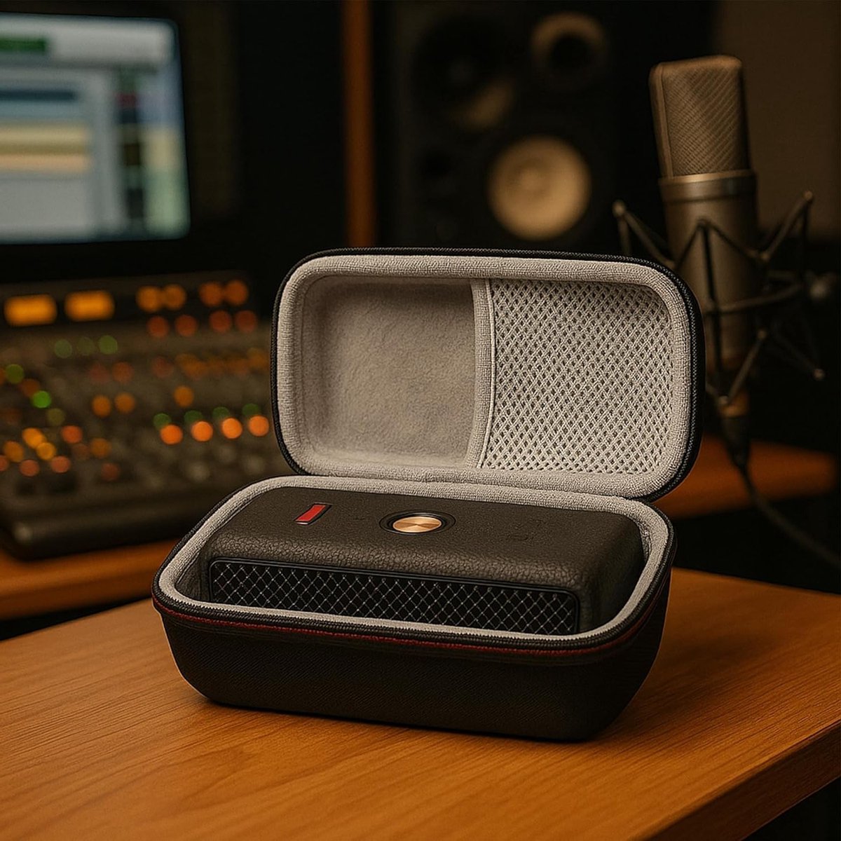 Draagbare Bluetooth speaker hoes voor Marshall Emberton 3/2, harde schaal met zachte voering, mesh zak en dubbele ritsen, ideaal voor reizen en buitengebruik – foto 6