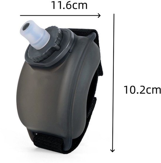 2 stuks waterflessen - pols waterfles - hardloop waterfles - klim waterfles - verstelbaar - lekvrij - sportaccessoires - geschikt voor klimmen, wandelen, joggen (zwart, 11,6*10,2 cm) — afbeelding 2
