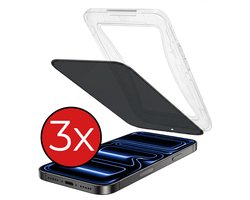 Privacy Screenprotector - 3 Stuks - Geschikt voor Apple iPhone 17 Pro Max - Met Installatie Kit - Beschermglas - Anti-Spy - Flexibel Glas - Tempered Glass - Screen Protector
