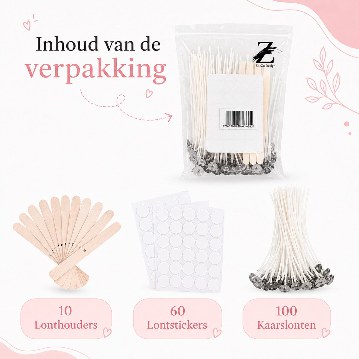 ZoeZo Design - Kaarslont Set - Kaarslonten - Wick - Perfect voor beginners - Zelf kaarsen maken - Hobby en creatief - Candle making kit - Starterspakket - Kaarsenlont - DIY - Cadeau — afbeelding 2