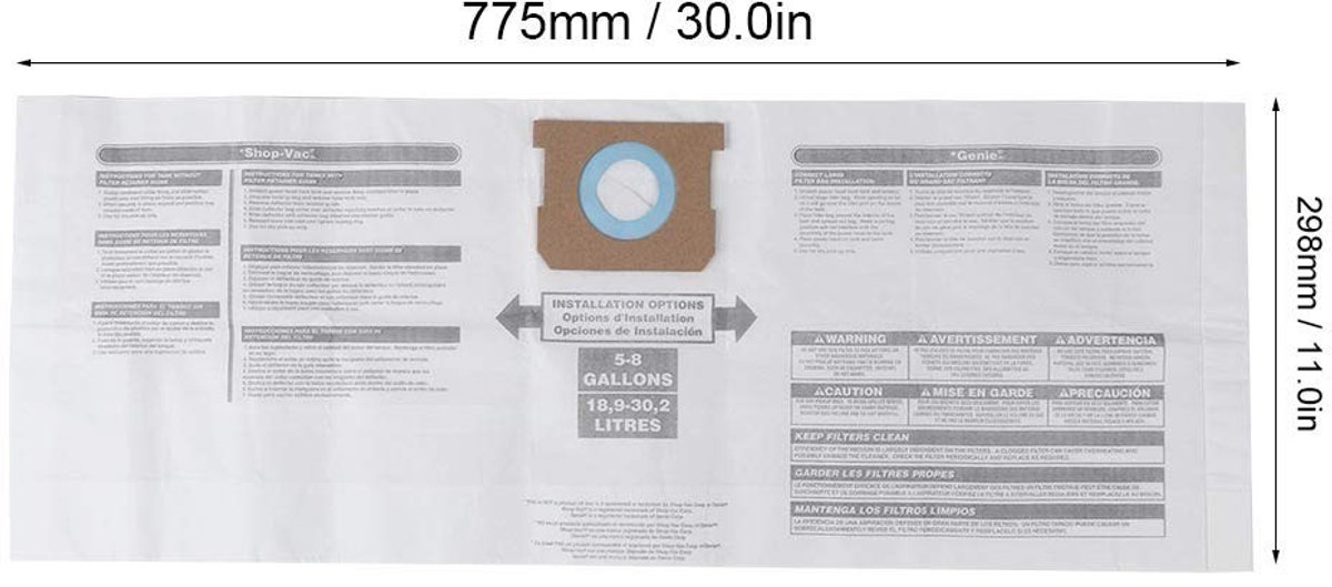 Dailygoody - Stofzakken voor Vuilafzuiging - Verwisselbaar en Gebruiksvriendelijk - 775 x 298 mm - Stofzuigeraccessoire - Verbeter Luchtkwaliteit - Ge...