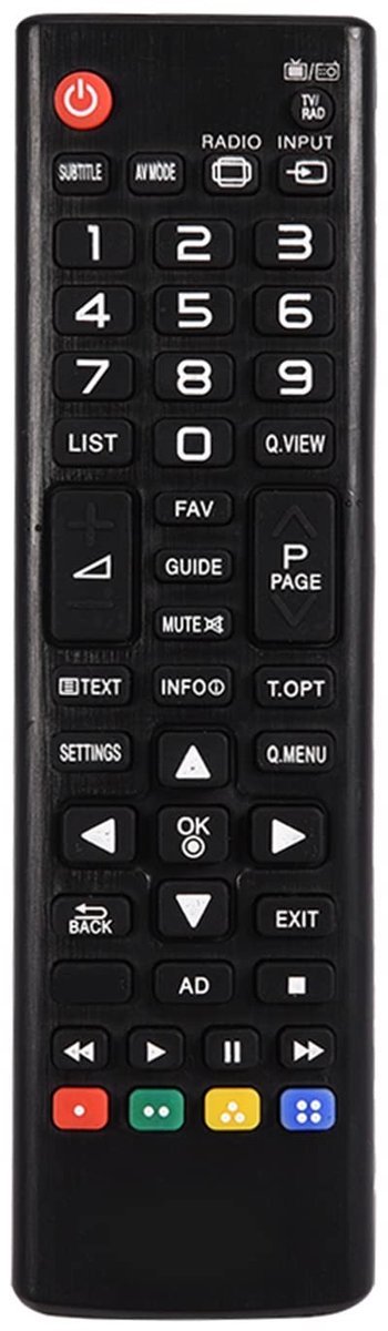 Dailygoods - Universele afstandsbediening - Vervanging voor AKB73715603 - Zwart - Geschikt voor LG TV's - Eenvoudig in gebruik - Tot 10 meter afstand