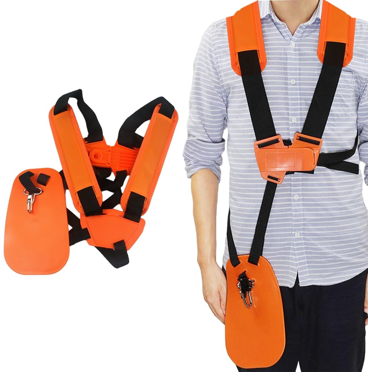 Dailygoody - Grasmaaierriem - Dubbele schouder-nylon riem - Zacht schouderkussen - Oranje - Tuingrasmaaier - Tuingereedschap - Ergonomisch ontwerp