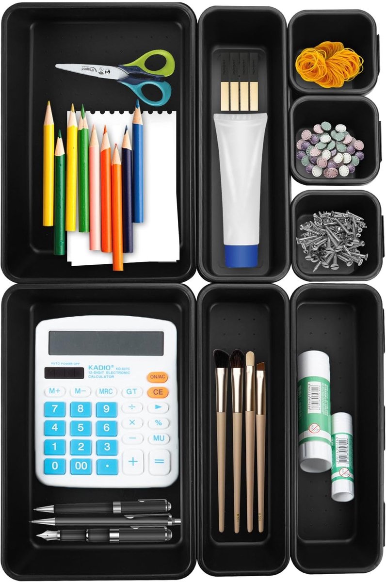 Dailygoody - Lade-organizer - Multifunctioneel - 8 Compartimenten - Opbergdoos - Kantoor en Keuken - Handig voor Bureau - Hoogwaardig en Slijtvast