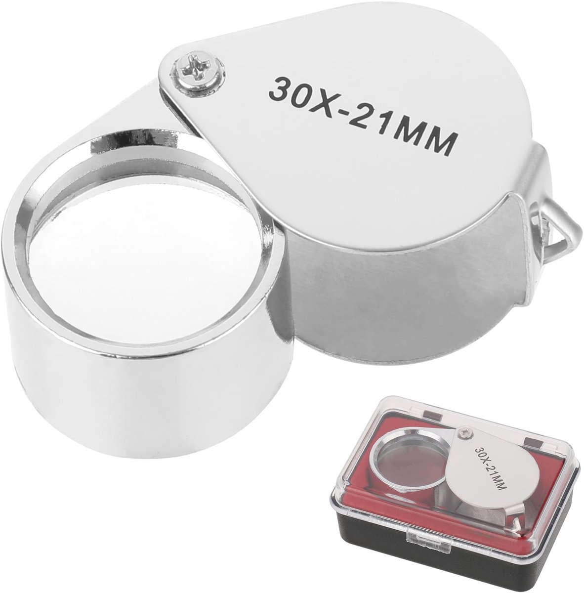 Dailygoody - Juweliersloep - Vergrootglas 30x - Opvouwbaar en lichtgewicht - Zilver - Ideaal voor sieraden en antieke voorwerpen - Geschikt voor hobby..