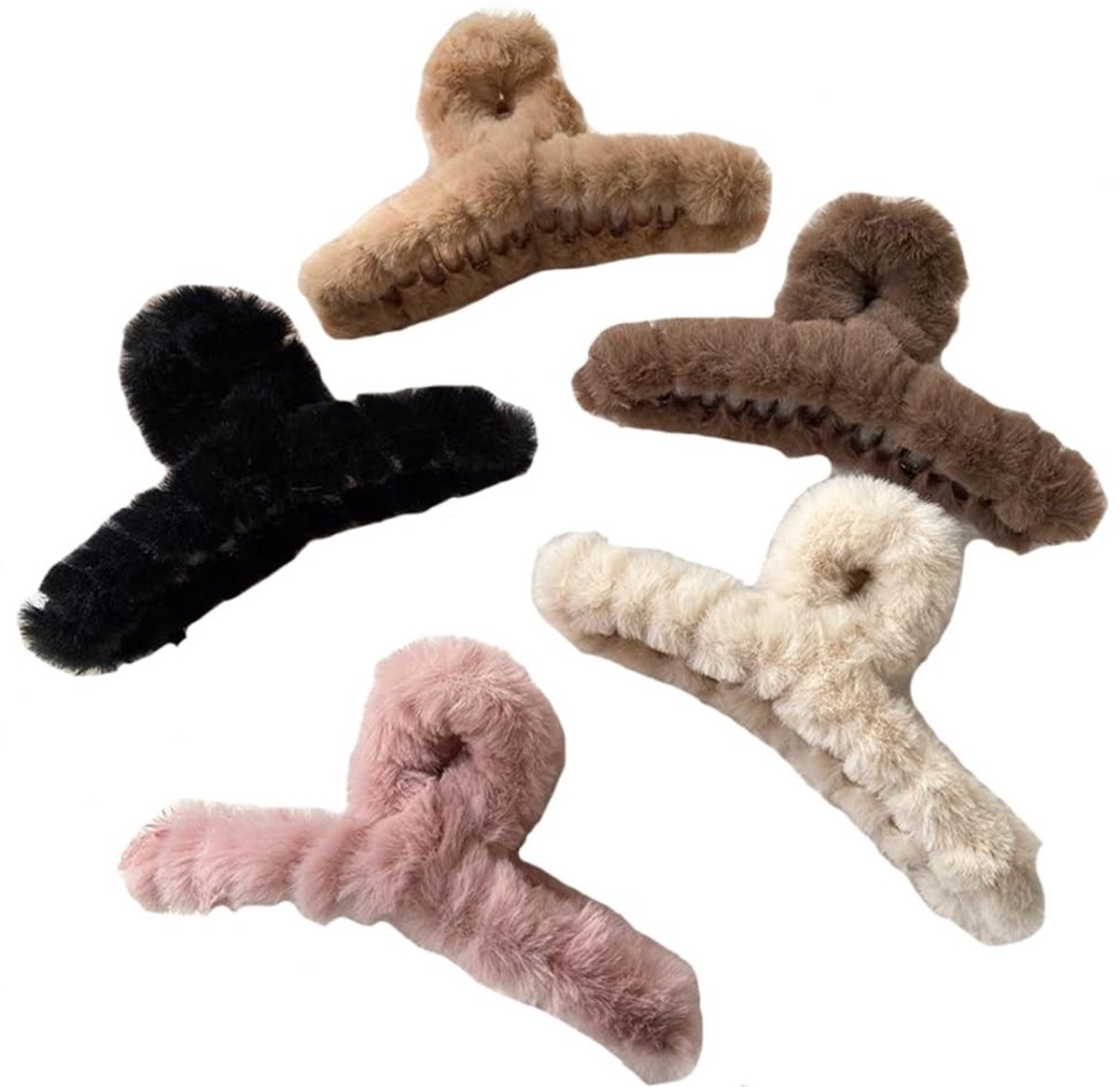 Dailygoody - Pluche haarklemmen - Grote pluizige haarspelden - Antislip haarspelden - Kleurvariaties - Haarstyling accessoires - Geschikt voor vr