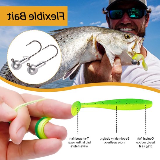 48-delige Hengelsport Set met Jigs en Aas (9cm/12cm) voor Snoek, Baars en Zander, Lichtgewicht en Draagbaar — afbeelding 3