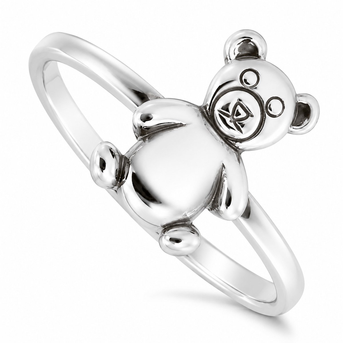 925 Sterling Zilveren Kinderring met Beertje – Meisjesring – Teddybeer Ring