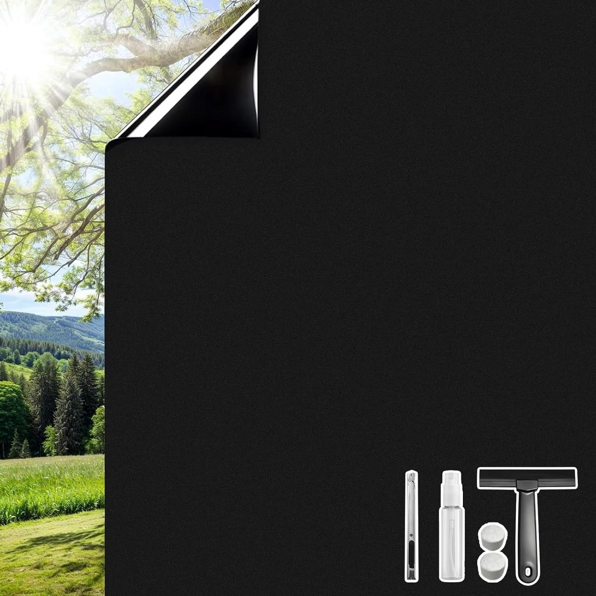 Zwarte Opaque Raamfolie voor Privacy en UV-bescherming - 90 x 300 cm Zwart Blokkerend Film