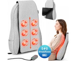 KHYR® - Draadloos Shiatsu Motion Mode Massagekussen - Rugmassage Apparaat - Op- en neer en Roterende Massagekoppen - Draadloos met Warmte functie - Massage kussen - Warmtekussen - Shiatsu massage Electrisch - Electrische Massage Apparaat voor rug