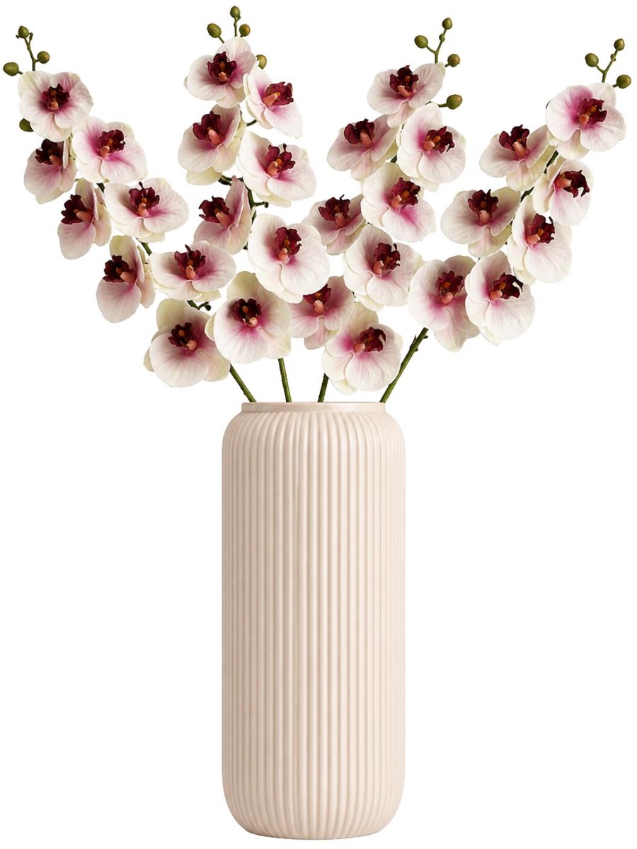 Bellatio Design Kunstbloem Orchidee Bora - 4x - roze - 108 cm - losse steel - kunst zijdebloemen - Phalaenopsis