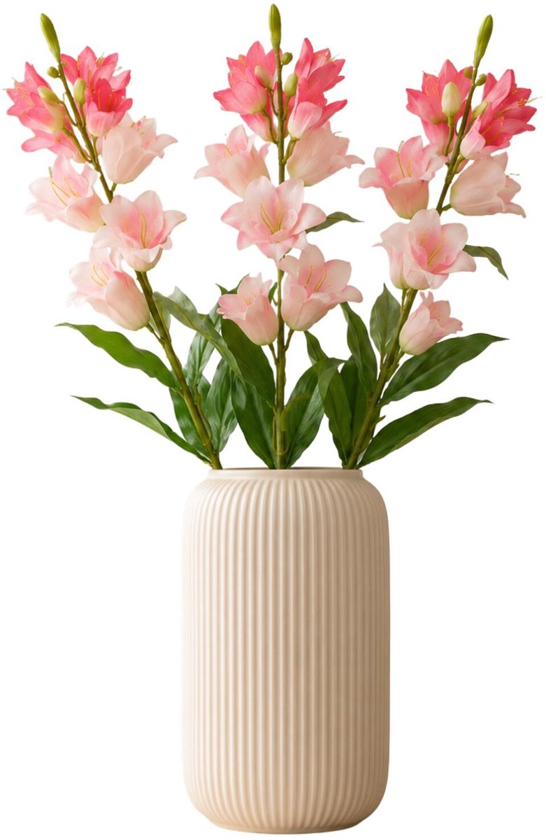 Mica Decorations Kunstbloem Campanula Floral - 3x - H71 cm - roze - kunststof - stelen kunstbloemen - boeket - rozen bloemetjes
