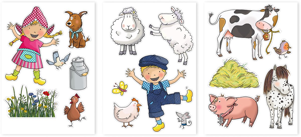 Fien en Teun Muurstickers - Dieren - 29,7x21cm - Multi