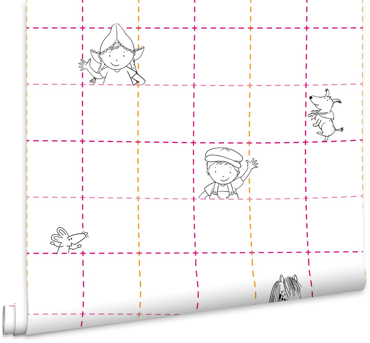 Fien en Teun Behang - Dieren - 10mx53cm - Wit