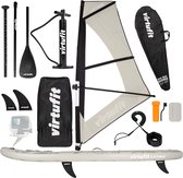 VirtuFit windsurfset met SUP board, paddle, pomp, zeil, tas, vin, GoPro en reparatieset.