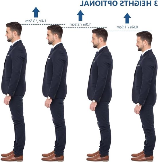 Verhoog je lengte met onzichtbare hielinlegzolen, schokabsorberende hielpads voor heren en dames, comfortabele en elastische schoenlifters — afbeelding 2
