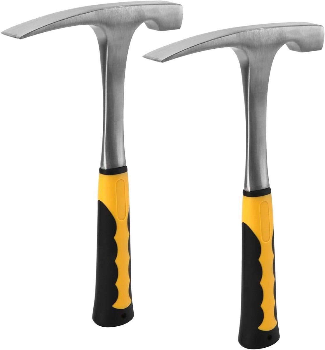 2 Pack Duitse Rock Pick Hammer - 16 oz Carbon Staal met Antislip TPE-handvat, 30 cm Geologie Hamer voor Mijnbouw