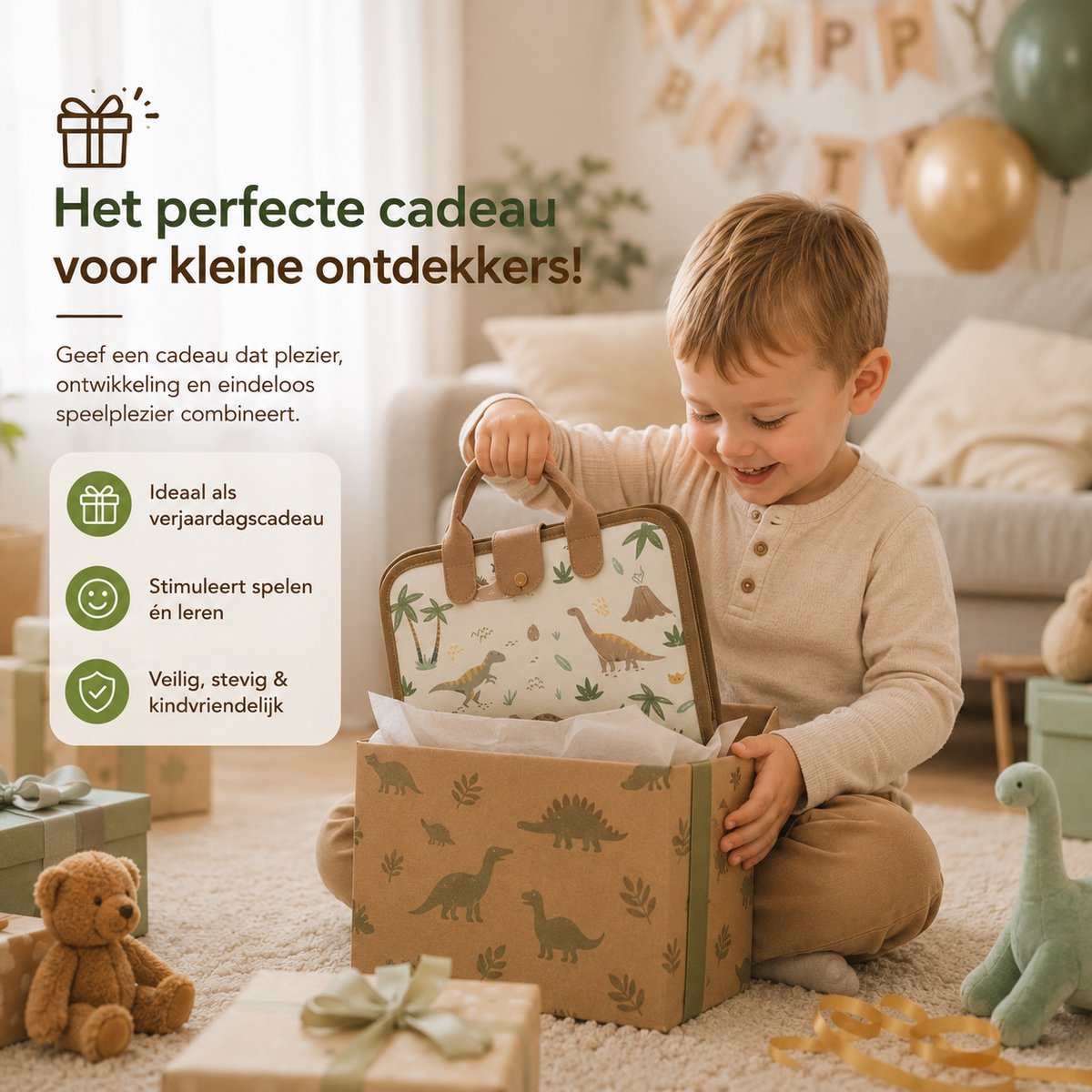 Baby Sonrisa Busy Board - Montessori Speelbord - Dino Activiteitenboek - Educatief Speelgoed - Sensorisch Speelgoed - Leeftijd 1 tot 4 Jaar — afbeelding 7