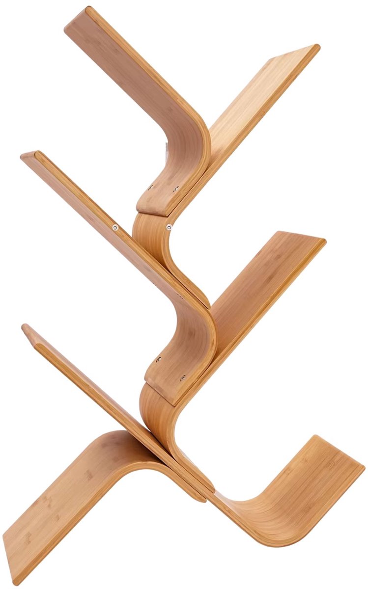 Happiq 5-laags boekenplank – Voor het opbergen van boeken, cd's en games in slaapkamer, huis of kantoor – ruimtebesparende hoekplank voor efficiënte organisatie – 63,0 × 20,0 × 91,3 cm – zwart, bruin en naturel – hout Black
