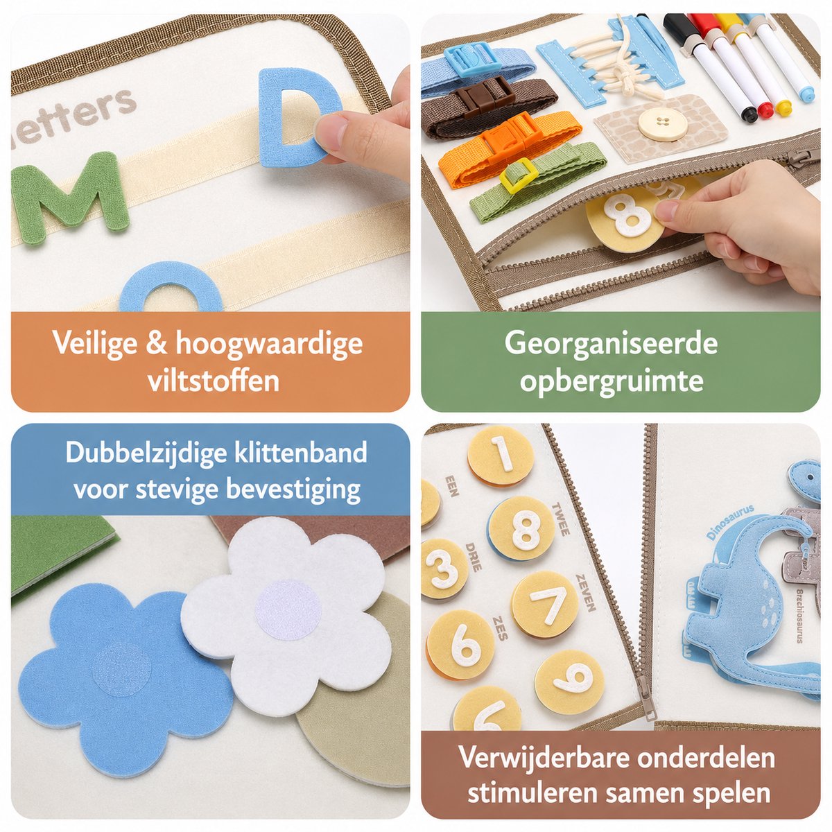 Baby Sonrisa Busy Board - Montessori Speelbord - Dino Activiteitenboek - Educatief Speelgoed - Sensorisch Speelgoed - Leeftijd 1 tot 4 Jaar — afbeelding 6