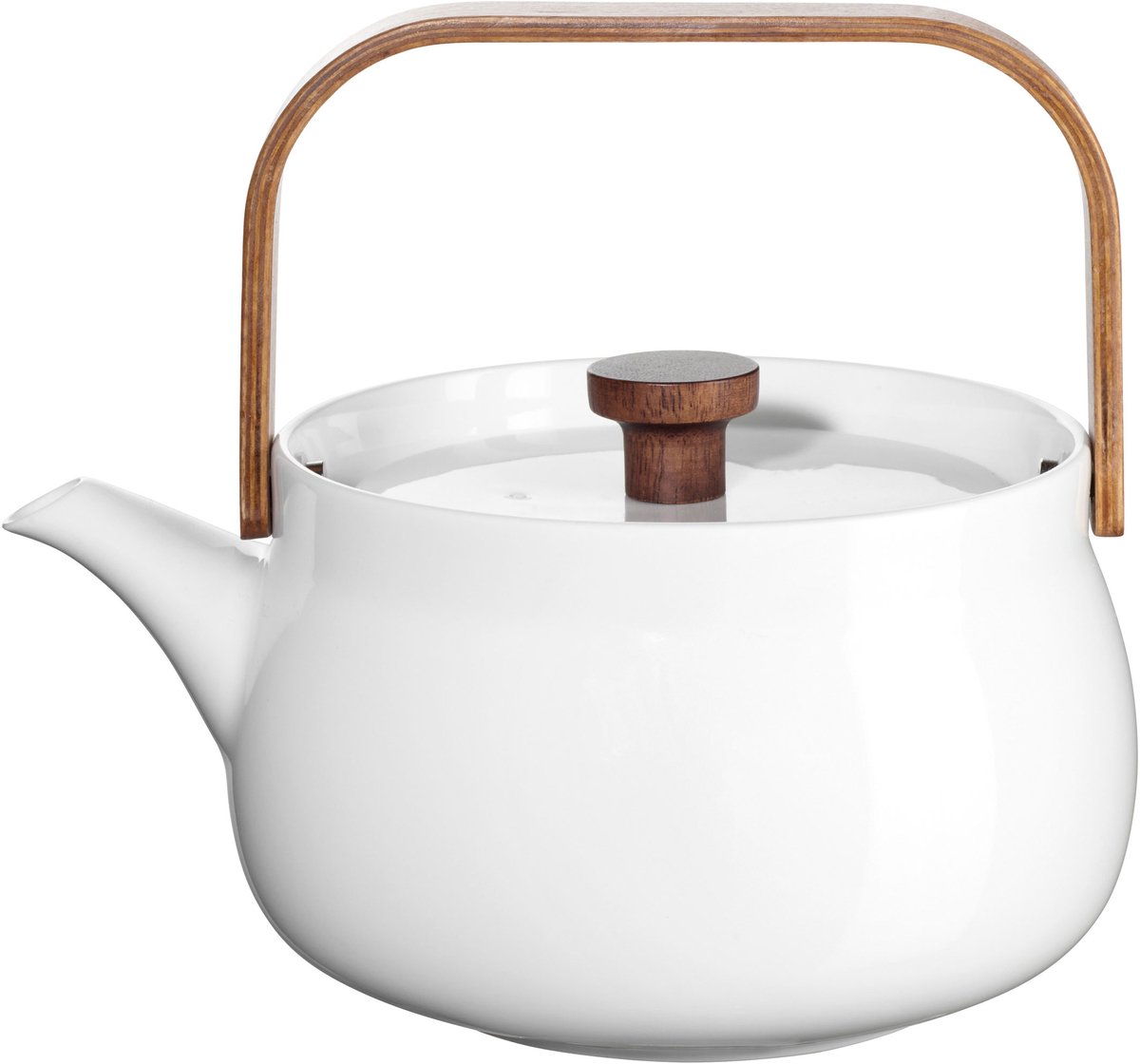 ASA Selection Japandi theepot met houten handvat, theepot, porselein, wit, 600 ml, 23371017