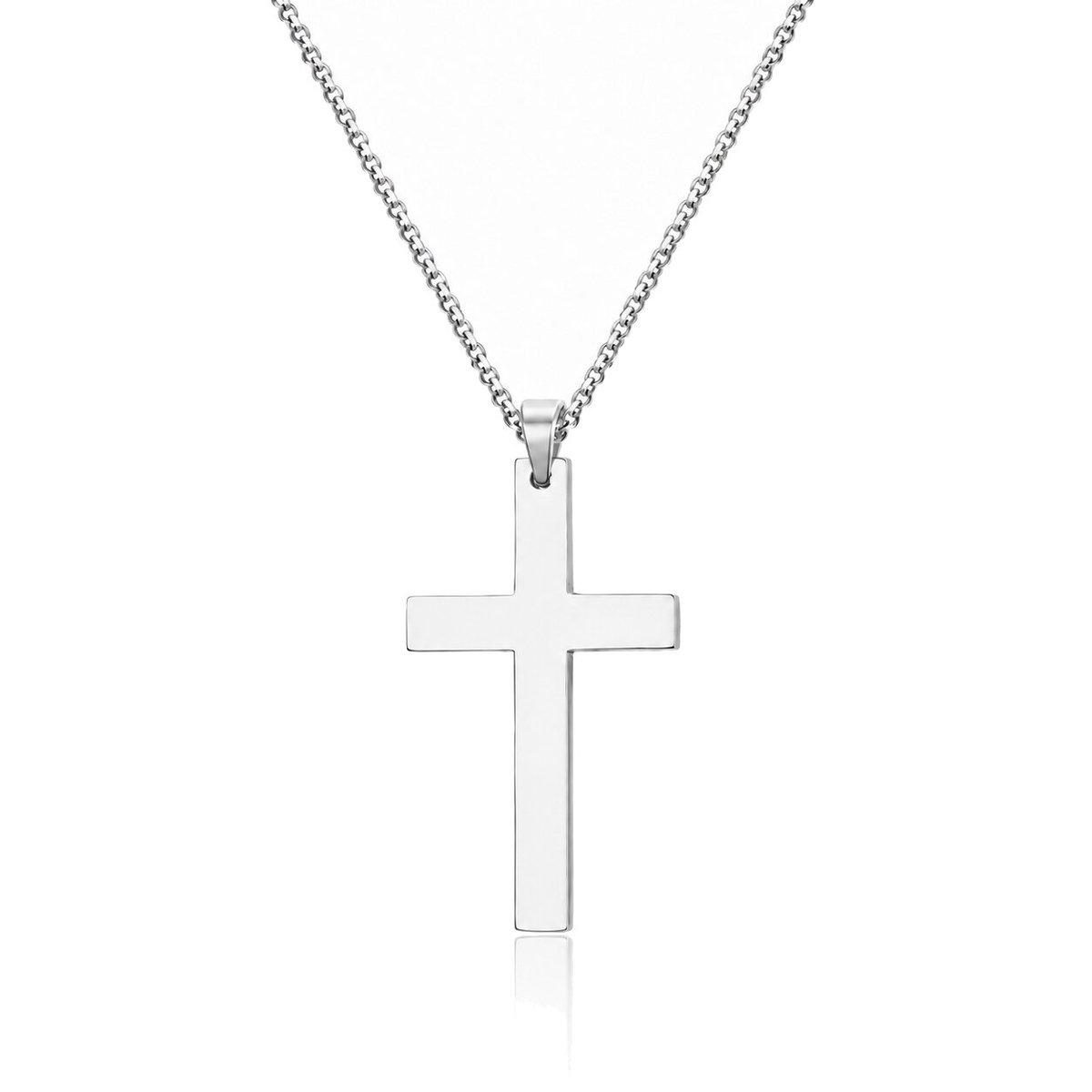 Mendes Kruis kettinghanger Cuban Link Zilverkleurig