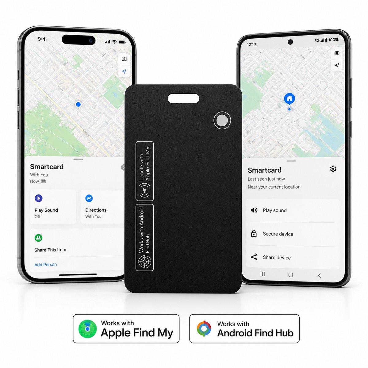 GPS Tracker - Werkt met Apple Find My & Android Find My Device - Locatie Tracker - Waterbestendig - Ultradunne Tracker - 1,8mm - Draadloos Oplaadbaar