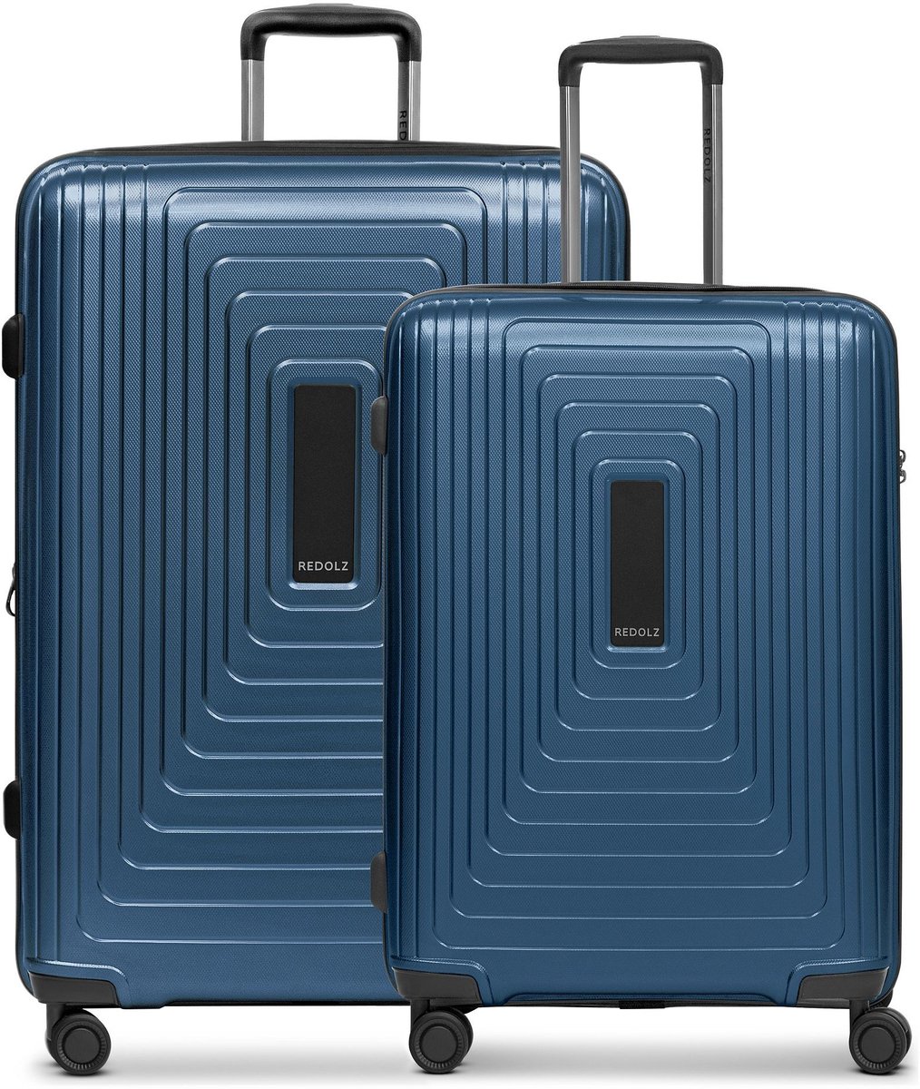Redolz Essentials 14 4 wielen Kofferset 2-delig met uitbreidingsplooi - Harde bagage - TSA slot - dark blue metallic