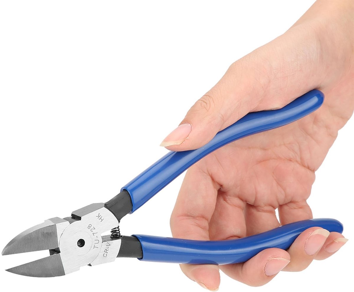 Dailygoody - Diagonale Kniptang - Precisie Kniptangen - Voor Schoon en Nauwkeurig Snijden - 8 Inch - Kniptang - Professioneel Gebruik - Blauw - Handge