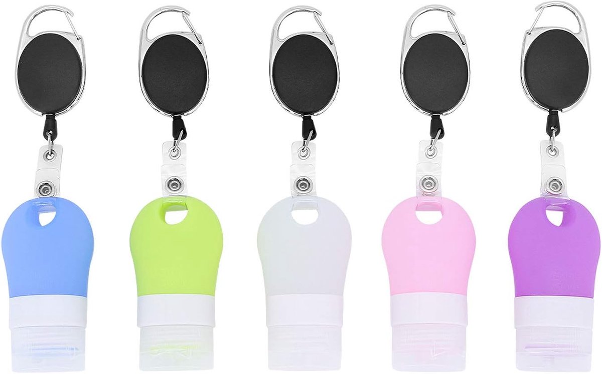 Reisflesjes Set - Navulbare Flesjes - Voor Shampoo en Lotion - Siliconen - Set van 5 - 37ml - pastelkleuren - van Imperatoris