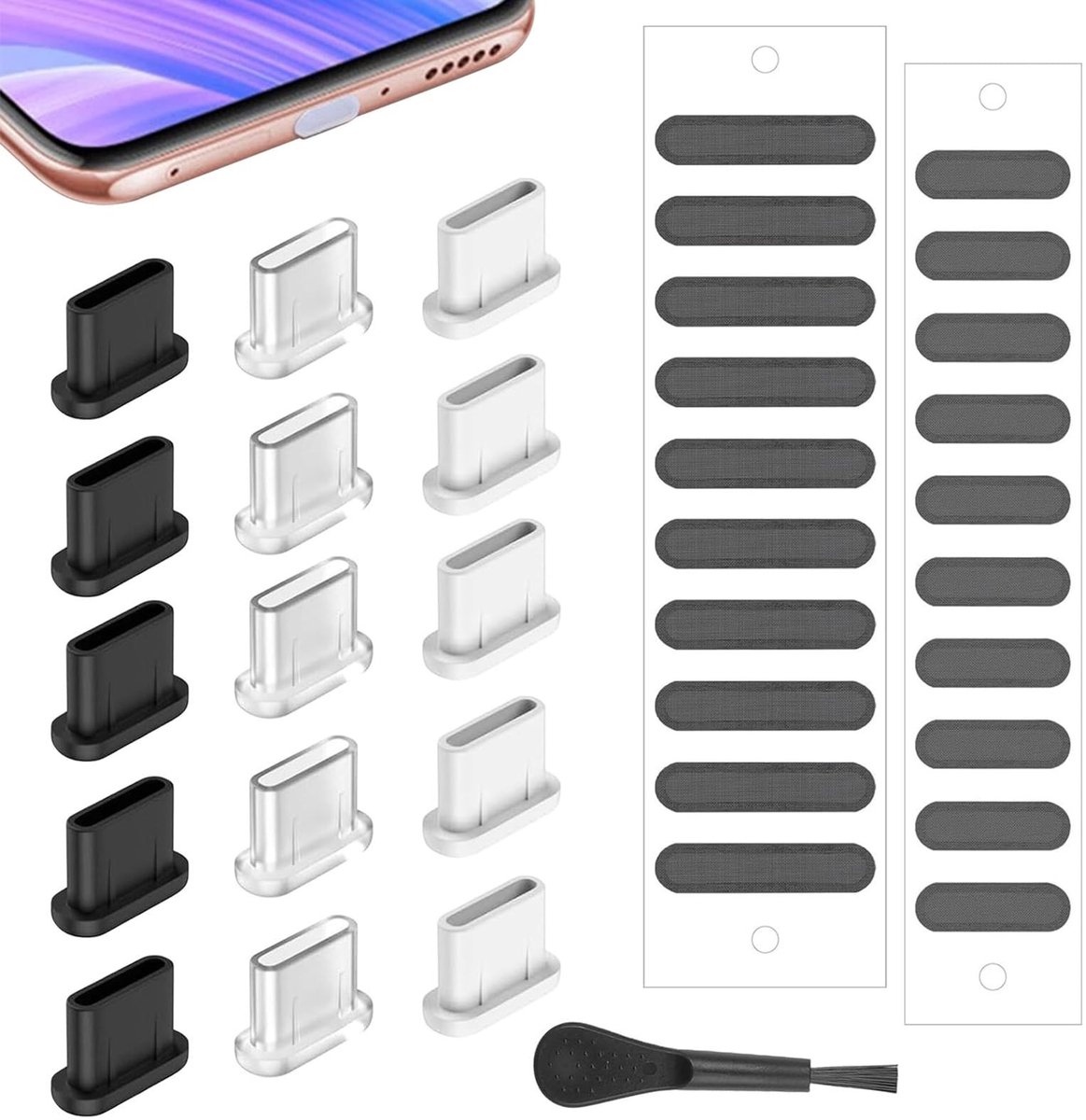 Dailygoody - USB C Stofbeschermstekker Set - Universele Bescherming - 18-delige Set - Toepasbaar op iPhone 16/15-serie - Hoogwaardige Materialen - Een