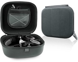 Draagtas voor hoofdtelefoon - Beschermende harde reistas - Compatibel met Audio-Technica - ATH-M50X - ATH-GDL3 hoes - Kabel opslag - Oplader opslag (donkergrijs)