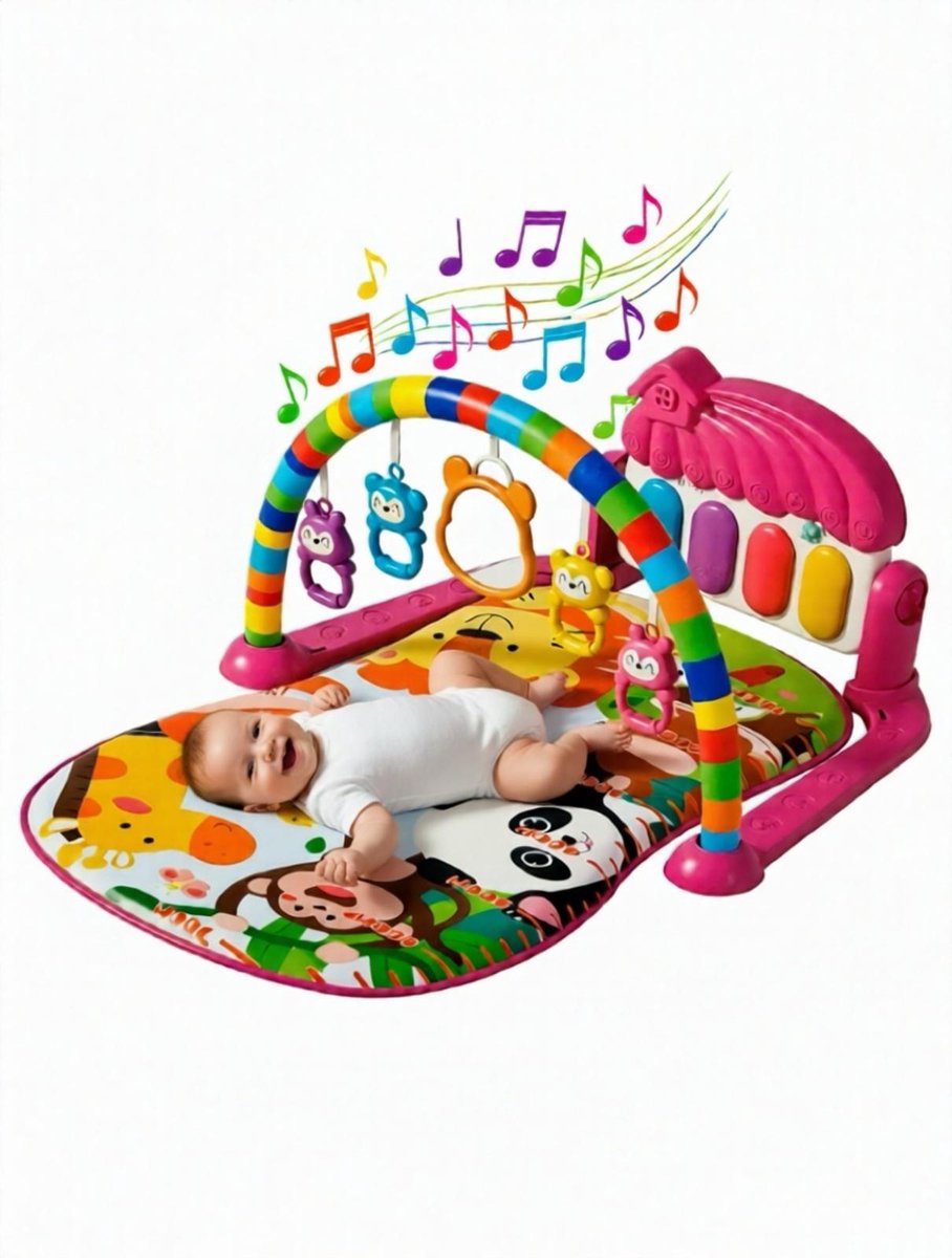 Babygym Forest Speelmat met Activiteitencenter en Piano - Roze - Veilig en Hygiënisch