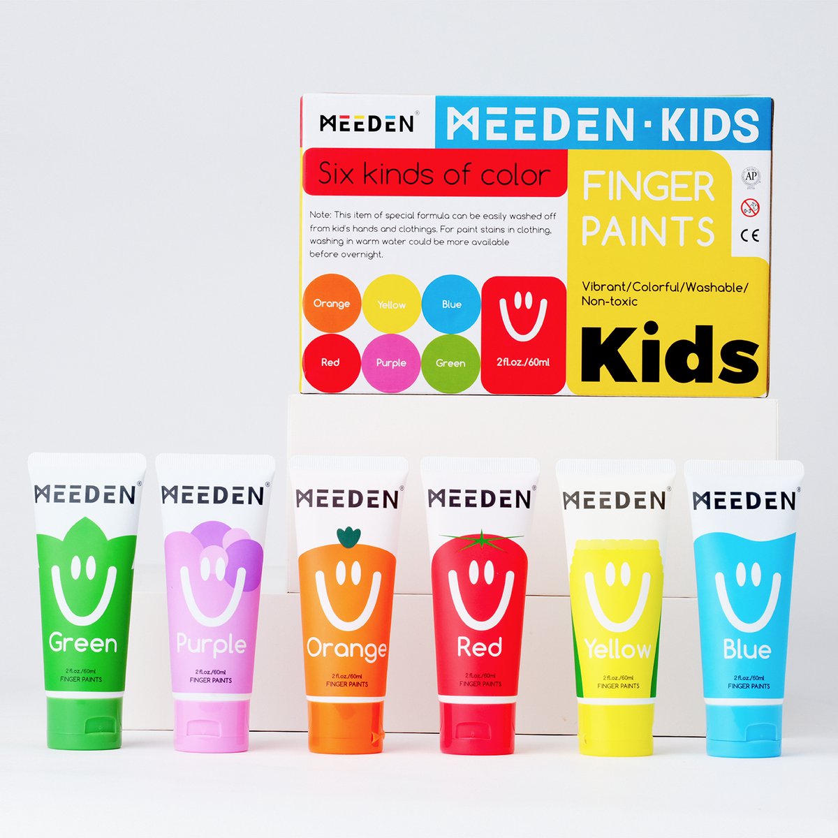MEEDEN Art vingerverfset voor kinderen 6 kleuren