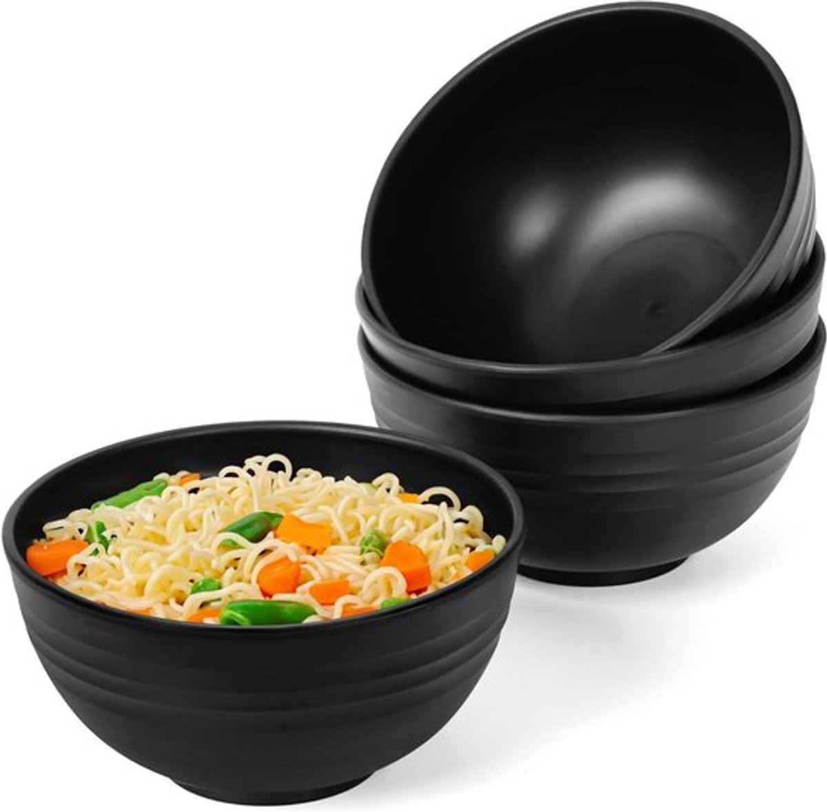 - Ontbijt kommen set - BPA vrij - zwart - herbruikbare kommen - 700 ml serveer kommen - onbreekbaar - lichtgewicht - soep - noedels - fruit - salade - magnetron en vaatwasser veilig - geschikt voor keuken - 4 pak