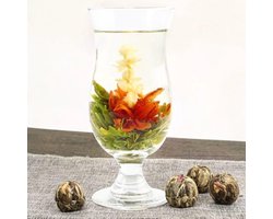 Luxe Bloeiende Thee - 12 Stuks - 6 Unieke Variëteiten Blooming Tea - Handgebonden uit Fujian - Groene Thee met Echte Bloemen - Uniek Cadeau