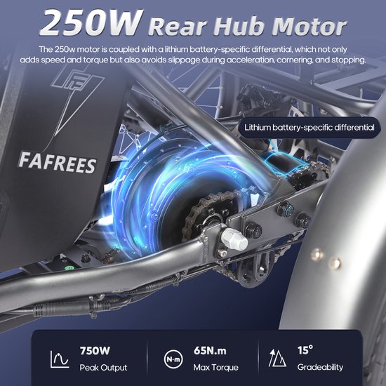 Fafrees F20 Mate Opvouwbaar Elektrisch Driewieler – 48V 20Ah Accu, 110km Bereik, 20"x3.0" Vetbanden, Hydraulische Remmen – Blauw — afbeelding 4