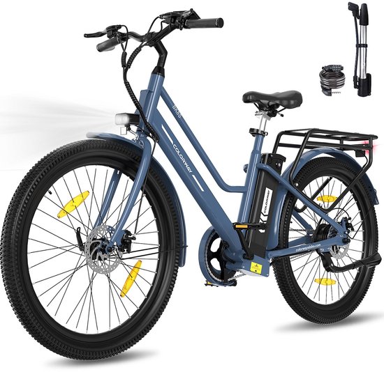 Elektrische Fiets Colorway BK8SL - Trendy 27.5 Inch City Commuter EBike met Afneembare 36V 12Ah Lithium Batterij - Mountain E-Bike met 250W Motor - Damesfiets - IP54 Waterdicht