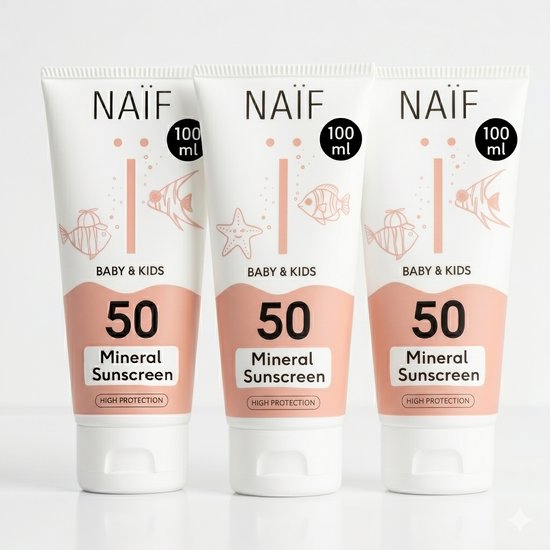 Naïf - Zonnebrandcrème - Voordeelset - Baby & Kids - Zonbescherming - SPF50 - Minerale Filter - 3x100ml