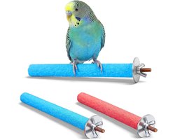 Kleurrijke houten papegaai standaard voor vogels - 2 stuks baars accessoires voor parkieten, valkparkieten en dwergpapegaaien, ideaal als kauwstok en speeltje