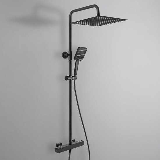 Sofetiy Max Regendouche - Ø 30 cm - Handdouche Met 6 standen - Waterbesparend - Inclusief thermostaatkraan - Zwart