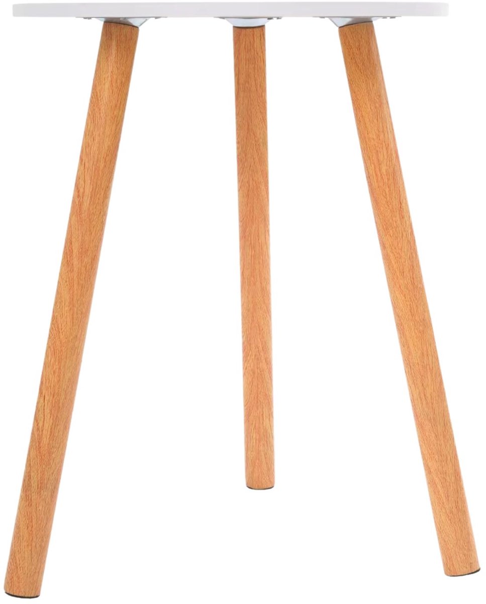 Happiq Ronde bijzettafel – Voor woonkamer, kantoor, café en theehuis – compact ontwerp met antislip stoffen voetjes, stabiele basis – hout, wit White